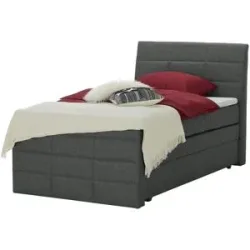 Höffner Boxspringbett mit Bettkasten und Topper Baron ¦ schwarz ¦ Maße (cm): B: 129 H: