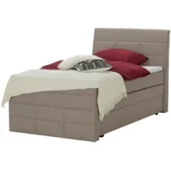 Höffner Boxspringbett mit Bettkasten und Topper Baron ¦ beige ¦ Maße (cm): B: 149 H: 124