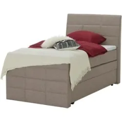 Höffner Boxspringbett mit Bettkasten und Topper Baron ¦ beige ¦ Maße (cm): B: 109 H: 124