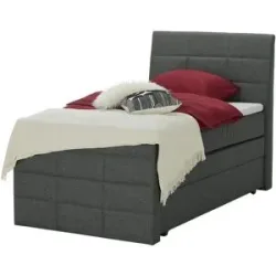Höffner Boxspringbett mit Bettkasten und Topper Baron ¦ schwarz ¦ Maße (cm): B: 109 H: