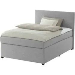 Höffner Boxspringbett mit Matratze und Topper  H3 Duke ¦ grau ¦ Maße (cm): B: 97 H: 104