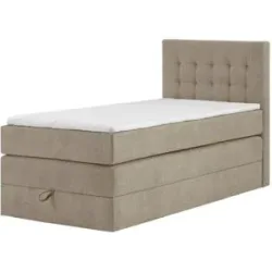 Höffner Boxspringbett mit Bettkasten Barcelona ¦ beige ¦ Maße (cm): B: 90 H: 110