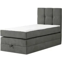 Höffner Boxspringbett mit Bettkasten Leeds ¦ grau ¦ Maße (cm): B: 90 H: 121