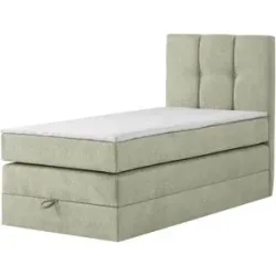 Höffner Boxspringbett mit Bettkasten Leeds ¦ grün ¦ Maße (cm): B: 90 H: 121