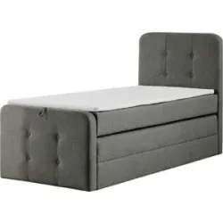 Höffner Boxspringbett mit Bettkasten Neapel ¦ grau ¦ Maße (cm): B: 100 H: 121