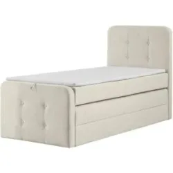 Höffner Boxspringbett mit Bettkasten Neapel ¦ creme ¦ Maße (cm): B: 100 H: 121