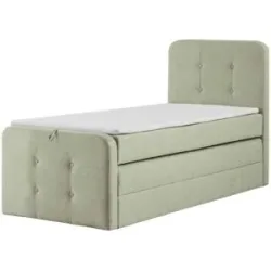 Höffner Boxspringbett mit Bettkasten Neapel ¦ grün ¦ Maße (cm): B: 90 H: 121