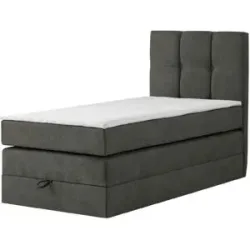 Höffner Boxspringbett mit Bettkasten Leeds ¦ grau ¦ Maße (cm): B: 100 H: 121