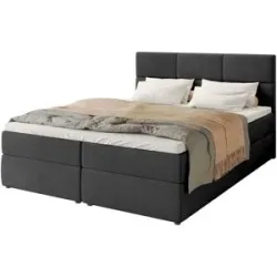 Höffner Boxbett mit Stauraum und Topper Boston ¦ schwarz ¦ Maße (cm): B: 180 H: 102