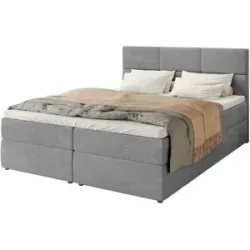 Höffner Boxbett mit Stauraum und Topper Boston ¦ grau ¦ Maße (cm): B: 160 H: 102