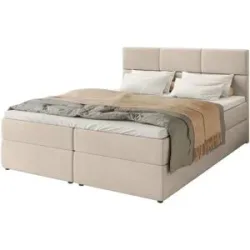 Höffner Boxbett mit Stauraum und Topper Boston ¦ beige ¦ Maße (cm): B: 180 H: 102