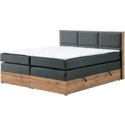 Höffner Boxspringbett mit Bettkasten Vancouver ¦ grau ¦ Maße (cm): B: 180 H: 115