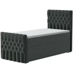 Höffner Boxbett mit Bettkasten und Fußteil Belek King ¦ grau ¦ Maße (cm): B: 90 H: 125