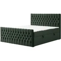 Höffner Boxbett mit Bettkasten und Fußteil Belek King ¦ grün ¦ Maße (cm): B: 140 H: 125