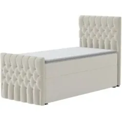 Höffner Boxbett mit Bettkasten und Fußteil Belek King ¦ beige ¦ Maße (cm): B: 90 H: 125