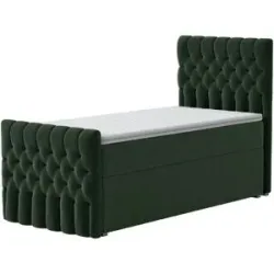 Höffner Boxbett mit Bettkasten und Fußteil Belek King ¦ grün ¦ Maße (cm): B: 100 H: 125