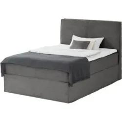 Boxspringbett mit trendigem Keder Boxi ¦ grau ¦ Maße (cm): B: 140 H: 125