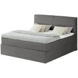 Boxspringbett mit trendigem Keder Boxi ¦ grau ¦ Maße (cm): B: 160 H: 125