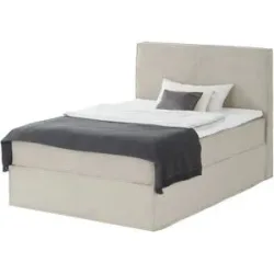 Boxspringbett mit trendigem Keder Boxi ¦ beige ¦ Maße (cm): B: 140 H: 125