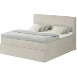 Boxspringbett mit trendigem Keder Boxi ¦ beige ¦ Maße (cm): B: 180 H: 125