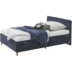 Höffner Polsterbett mit trendiger Kederumrahmung Fun ¦ blau ¦ Maße (cm): B: 133 H: 90