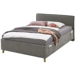 Höffner Polsterbett mit trendiger Kederumrahmung Fun ¦ grau ¦ Maße (cm): B: 133 H: 90