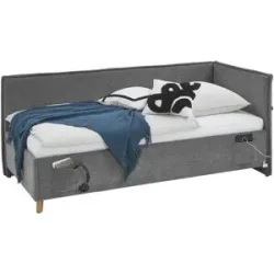 Höffner Polsterbett mit trendiger Kederumrahmung Fun ¦ grau ¦ Maße (cm): B: 103 H: 90