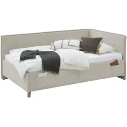 Höffner Polsterbett mit trendiger Kederumrahmung Fun ¦ beige ¦ Maße (cm): B: 153 H: 90