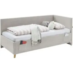 Höffner Polsterbett in Cord Cool ¦ beige ¦ Maße (cm): B: 100 H: 90