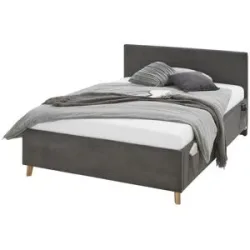 Höffner Polsterbett in Cord Cool ¦ grau ¦ Maße (cm): B: 130 H: 90