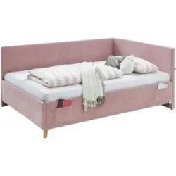 Höffner Polsterbett in Cord Cool ¦ rosa/pink ¦ Maße (cm): B: 130 H: 90