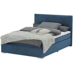 Höffner Boxbett Cord  Härtegrad H3  140x200 cm Moseley ¦ blau ¦ Maße (cm): B: 147 H: 104