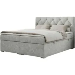 Höffner Boxbett mit Bettkasten Alda ¦ grau ¦ Maße (cm): B: 200 H: 118