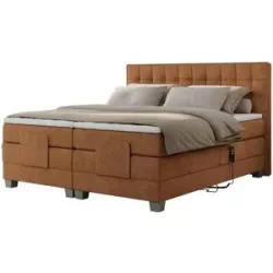 Höffner Motor Boxspringbett mit Bettkasten Elektro ¦ orange ¦ Maße (cm): B: 208 H: 118
