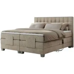 Höffner Motor Boxspringbett mit Bettkasten Elektro ¦ beige ¦ Maße (cm): B: 208 H: 118