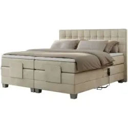 Höffner Motor Boxspringbett mit Bettkasten Elektro ¦ beige ¦ Maße (cm): B: 188 H: 118