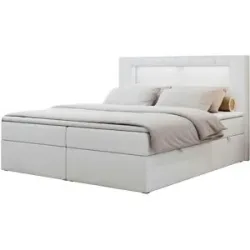 Höffner Boxbett mit Bettkasten Gold 5 ¦ weiß ¦ Maße (cm): B: 120 H: 103