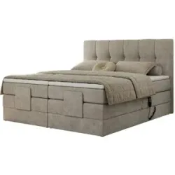 Höffner Motor Boxspringbett mit Bettkasten Vittoria ¦ beige ¦ Maße (cm): B: 148 H: 124