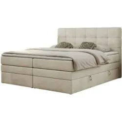 Höffner Boxspringbett mit Bettkasten Luka King ¦ beige ¦ Maße (cm): B: 140 H: 110