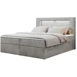 Höffner Boxbett mit Bettkasten Gold 5 ¦ grau ¦ Maße (cm): B: 140 H: 103