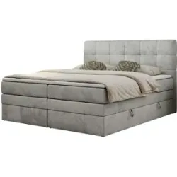 Höffner Boxspringbett mit Bettkasten Luka King ¦ grau ¦ Maße (cm): B: 200 H: 110