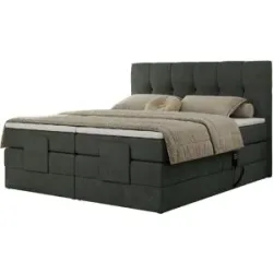 Höffner Motor Boxspringbett mit Bettkasten Vittoria ¦ grau ¦ Maße (cm): B: 208 H: 124