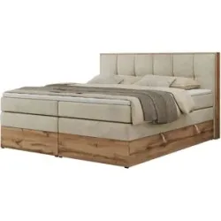 Höffner Boxspringbett mit Bettkasten Albero 1 King ¦ beige ¦ Maße (cm): B: 168 H: 113