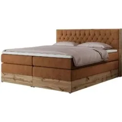 Höffner Boxspringbett mit Bettkasten Amore King ¦ orange ¦ Maße (cm): B: 148 H: 115