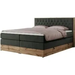 Höffner Boxspringbett mit Bettkasten Amore King ¦ grau ¦ Maße (cm): B: 188 H: 115
