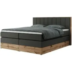 Höffner Boxspringbett mit Bettkasten Bellissimo King ¦ grau ¦ Maße (cm): B: 148 H: 115
