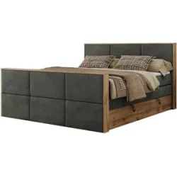Höffner Boxspringbett mit Bettkasten Albero 2 King Duo ¦ grau ¦ Maße (cm): B: 128 H: 113