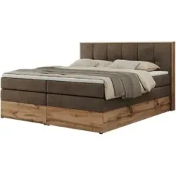 Höffner Boxspringbett mit Bettkasten Albero 1 King ¦ braun ¦ Maße (cm): B: 148 H: 113