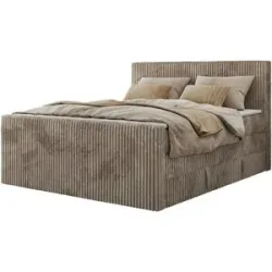 Höffner Boxspringbett mit Bettkasten Tiliano King Duo ¦ braun ¦ Maße (cm): B: 144 H: 119