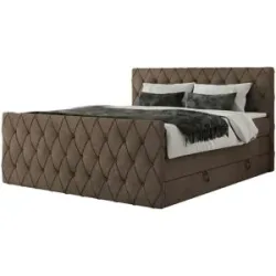 Höffner Boxspringbett mit Bettkasten Miren King Duo ¦ braun ¦ Maße (cm): B: 181 H: 110